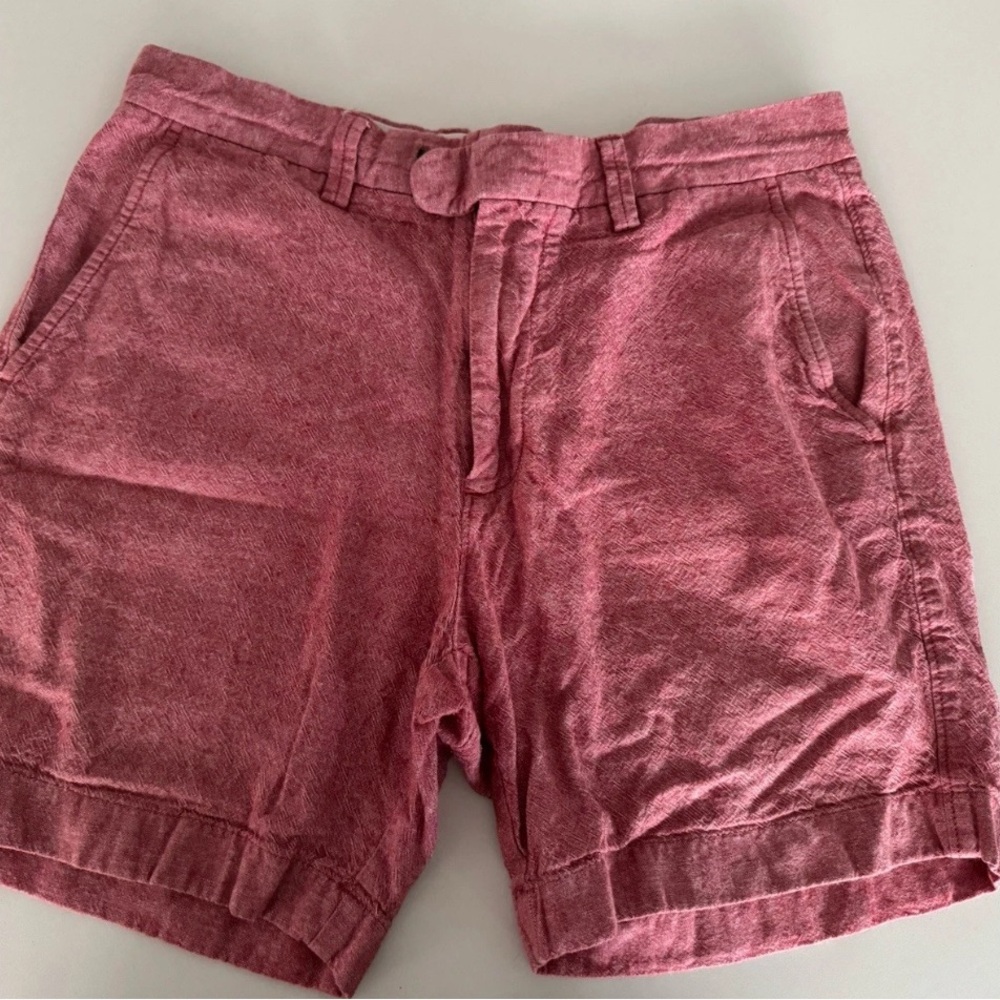 J. Crew Red and White Linen Shorts